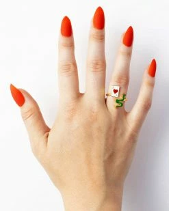 Yellow Owl Workshop Necklaces + Earrings Ace Of Hearts & Snake Adjustable Ring