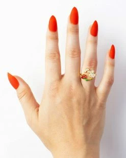 Yellow Owl Workshop Fuck Off & Red Rose Adjustable Ring Accessories