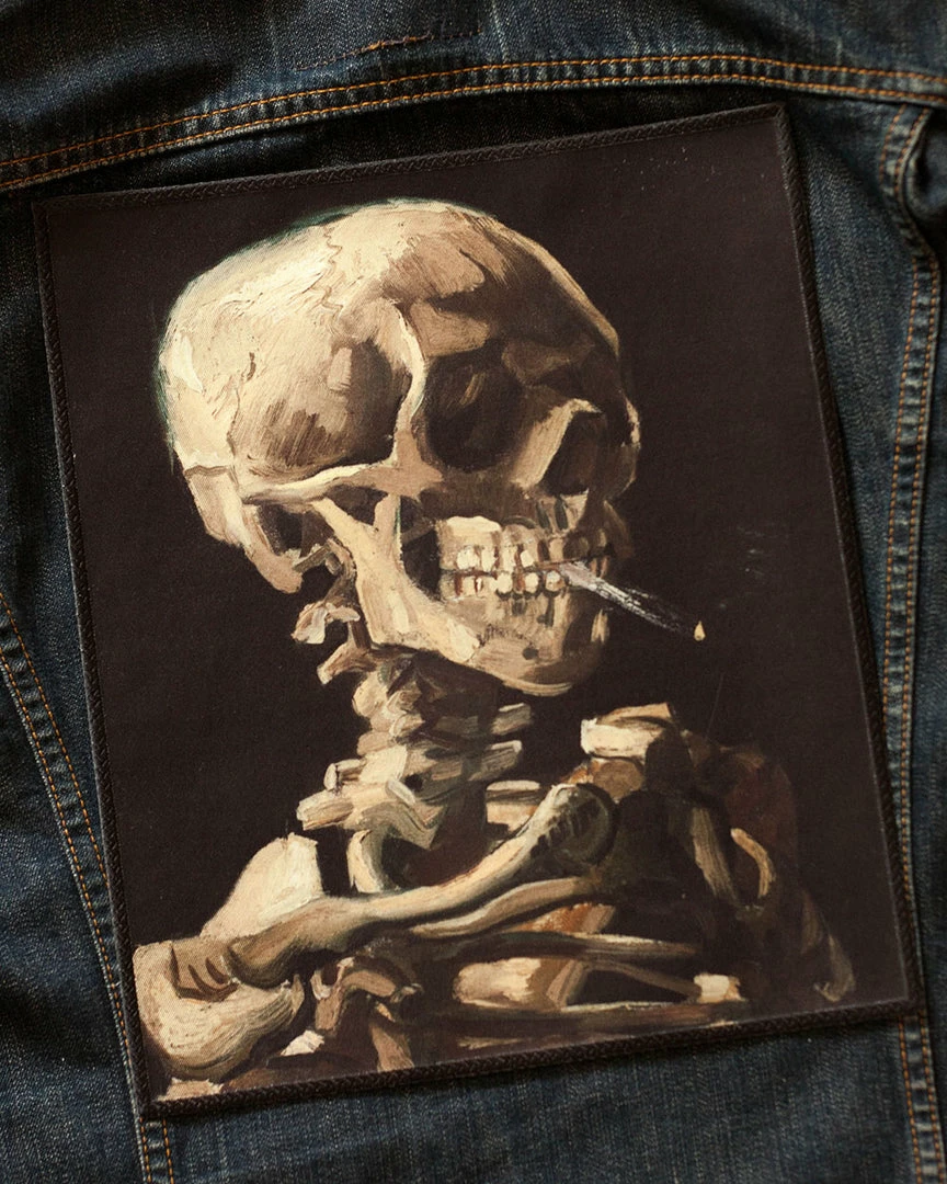 Inner Decay Head Of A Skeleton With A Burning Cigarette Large Back Patch 2 Inner Decay Head Of A Skeleton With A Burning Cigarette Large Back Patch