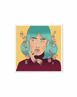 Danny Brito Ghastly Ghost Girl Art Print (8" X 8") Indie Art Prints