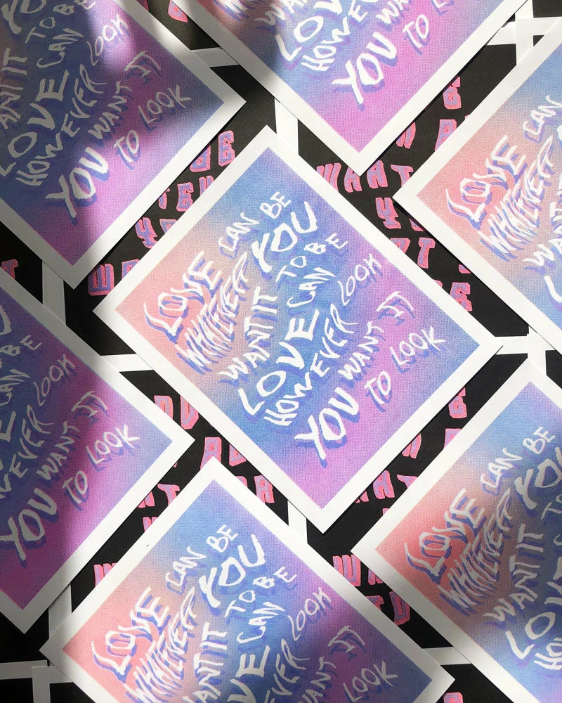 Transfigure Print Co. Love Can Be Whatever You Want Art Risograph Print 2 Transfigure Print Co. Love Can Be Whatever You Want Art Risograph Print