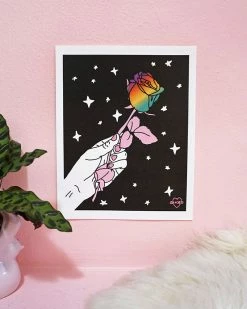 Ash + Chess Rainbow Rose Art Print (8" X 10") Home