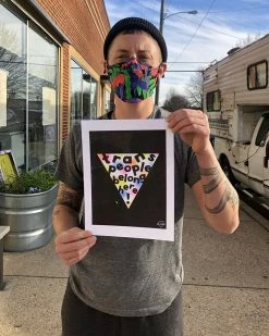 Ash + Chess Trans People Belong Here! Risograph Art Print (8" X 10") Home