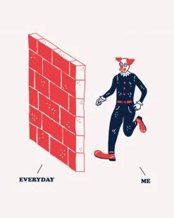Will Bryant Clown Brick Wall Art Print (8" X 10")