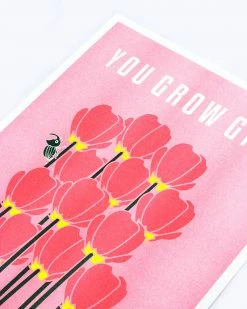 ILootPaperie You Grow Girl Flowers Risograph Art Print (11" X 14") Home