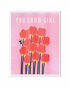 ILootPaperie You Grow Girl Flowers Risograph Art Print (11" X 14") Home