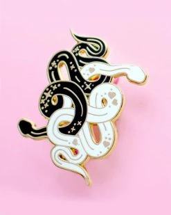 Glitter Punk Intertwined Snakes Pin