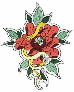 Mean Folk Large Back Patches Floral Snake Large Back Patch