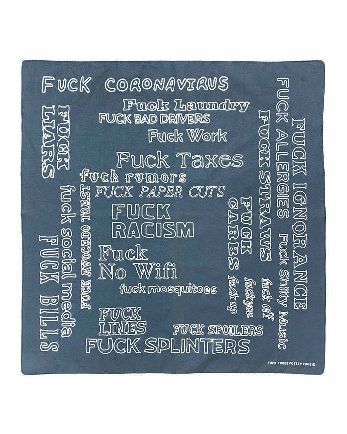 Three Potato Four Fuck Bandana - Vintage Blue Hats + Beanies 1 Three Potato Four Fuck Bandana - Vintage Blue Hats + Beanies