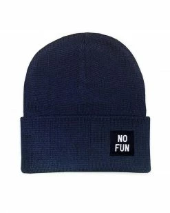 No Fun Press Clothing No Fun Label Beanie - Navy Blue