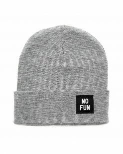 No Fun Press No Fun Label Beanie - Grey