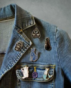 Bee's Knees Industries Enamel Pins + Buttons Moon Phases Cat Pin