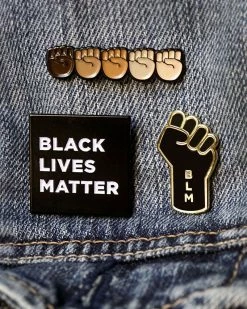 On Point Pins Enamel Pins + Buttons Stand Together Raised Fists Pin