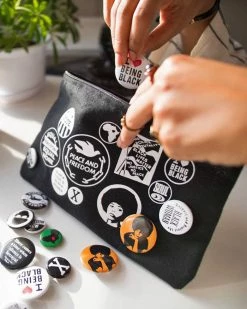 All Very Goods Black Power Buttons Zip Pouch (Limited Edition) Accessories