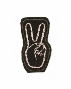 Lucky Horse Press Pins + Patches Peace Hand Chainstitch Patch - Brown