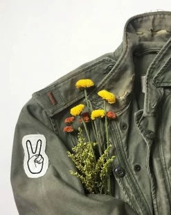 Lucky Horse Press Peace Hand Chainstitch Patch - White