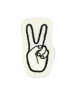 Lucky Horse Press Peace Hand Chainstitch Patch - White