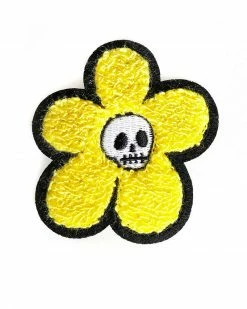 Bananna Bones Flower Power Skull Chenille Patch Embroidered Patches