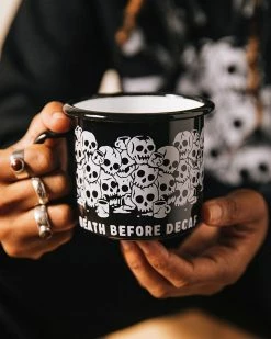 Pyknic Home Death Before Decaf Enamel Coffee Mug