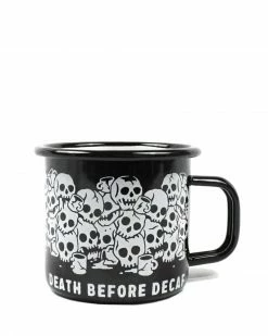 Pyknic Home Death Before Decaf Enamel Coffee Mug