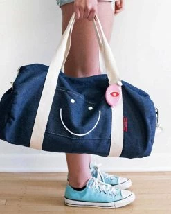 Three Potato Four Happy Face Denim Duffel Bag Bags + Pouches