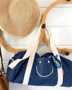 Three Potato Four Happy Face Denim Duffel Bag Bags + Pouches