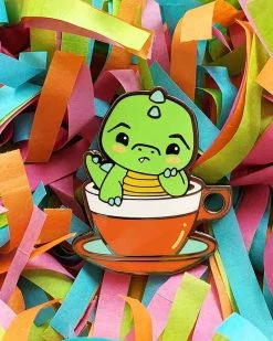 LuxCups Creative Pins + Patches Green Tea Rex Pin