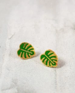 Valley Cruise Press Monstera Leaf Earrings Necklaces + Earrings