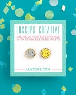 LuxCups Creative Luna + Sol (Moon + Sun) Earrings