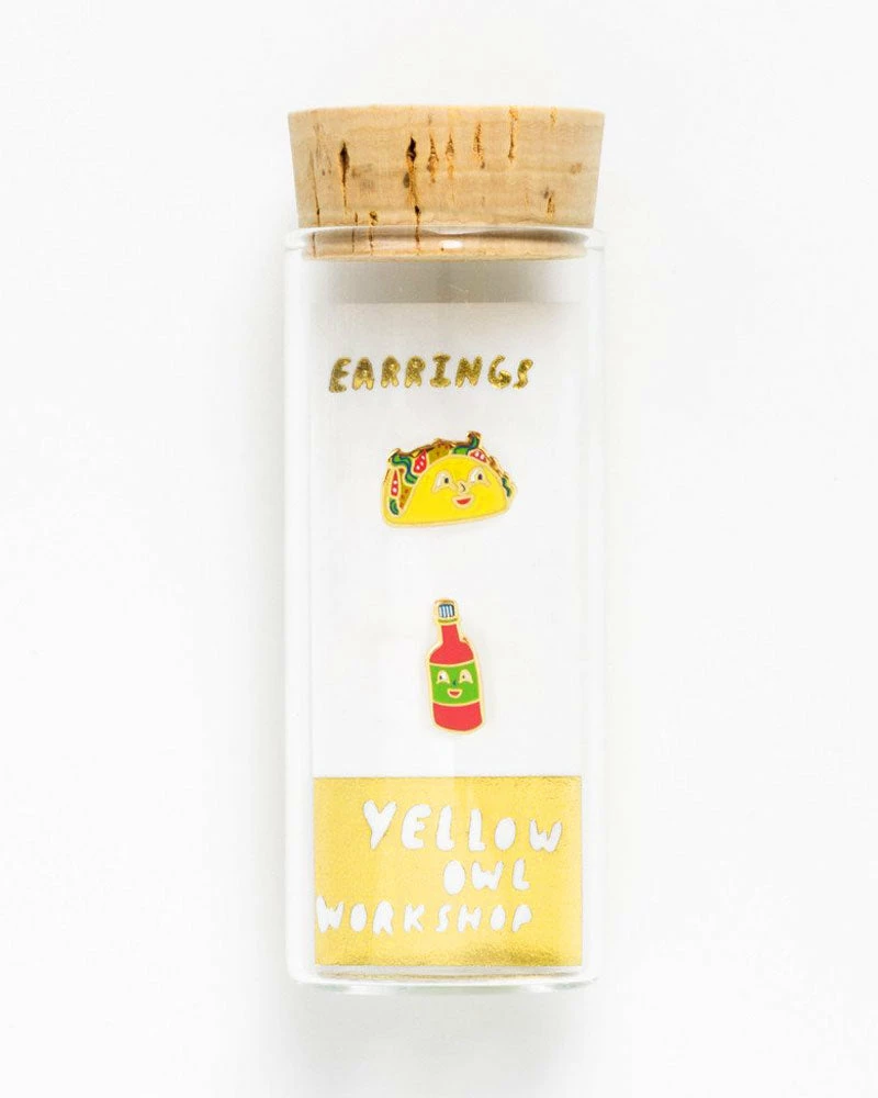 Yellow Owl Workshop Taco & Hot Sauce Earrings 2 Yellow Owl Workshop Taco & Hot Sauce Earrings