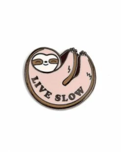 These Are Things Live Slow Sloth Pin Enamel Pins + Buttons