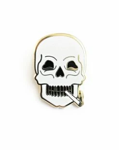 PinPointBK Enamel Pins + Buttons Smoking Skull Pin