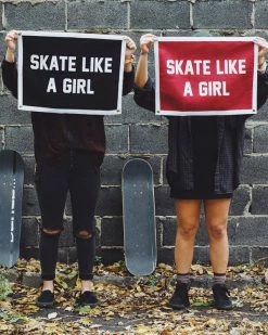 Oxford Pennant Skate Like A Girl Felt Flag Banner - Black Home