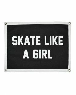 Oxford Pennant Skate Like A Girl Felt Flag Banner - Black Home