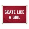 Oxford Pennant Skate Like A Girl Felt Flag Banner - Crimson Wall Banners + Pennants