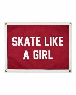 Oxford Pennant Skate Like A Girl Felt Flag Banner - Crimson Wall Banners + Pennants