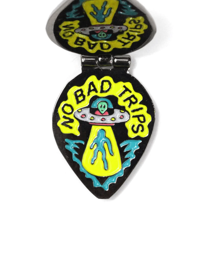 Killer Acid Enamel Pins + Buttons No Bad Trips Alien UFO Folding Moving Pin 1 Killer Acid Enamel Pins + Buttons No Bad Trips Alien UFO Folding Moving Pin