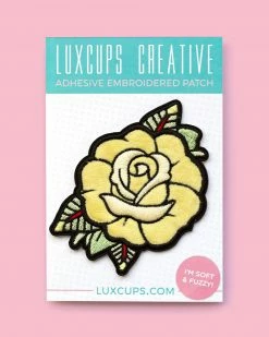 LuxCups Creative Pins + Patches Yellow Rose Fuzzy Patch