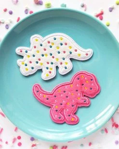 LuxCups Creative Dino Cookie Fuzzy Patch Set Large Back Patches