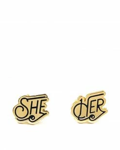 Dissent Pins Accessories She / Her Gender Pronoun Earrings (Fundraiser)