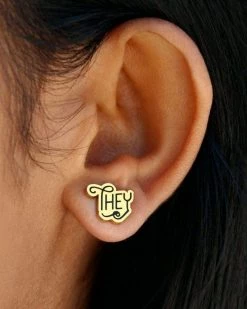 Dissent Pins They / Them Gender Pronoun Earrings (Fundraiser) Accessories