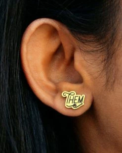 Dissent Pins They / Them Gender Pronoun Earrings (Fundraiser) Accessories
