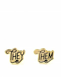 Dissent Pins They / Them Gender Pronoun Earrings (Fundraiser) Accessories