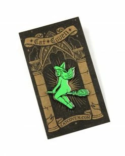 Cat Coven Butt Witch Pin (Glow-in-the-Dark) Enamel Pins + Buttons