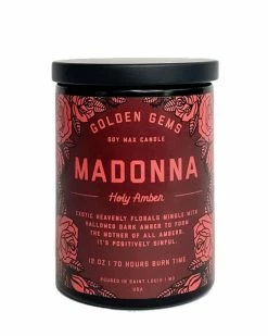 Golden Gems Madonna Soy Wax Candle (12oz) Soaps + Candles