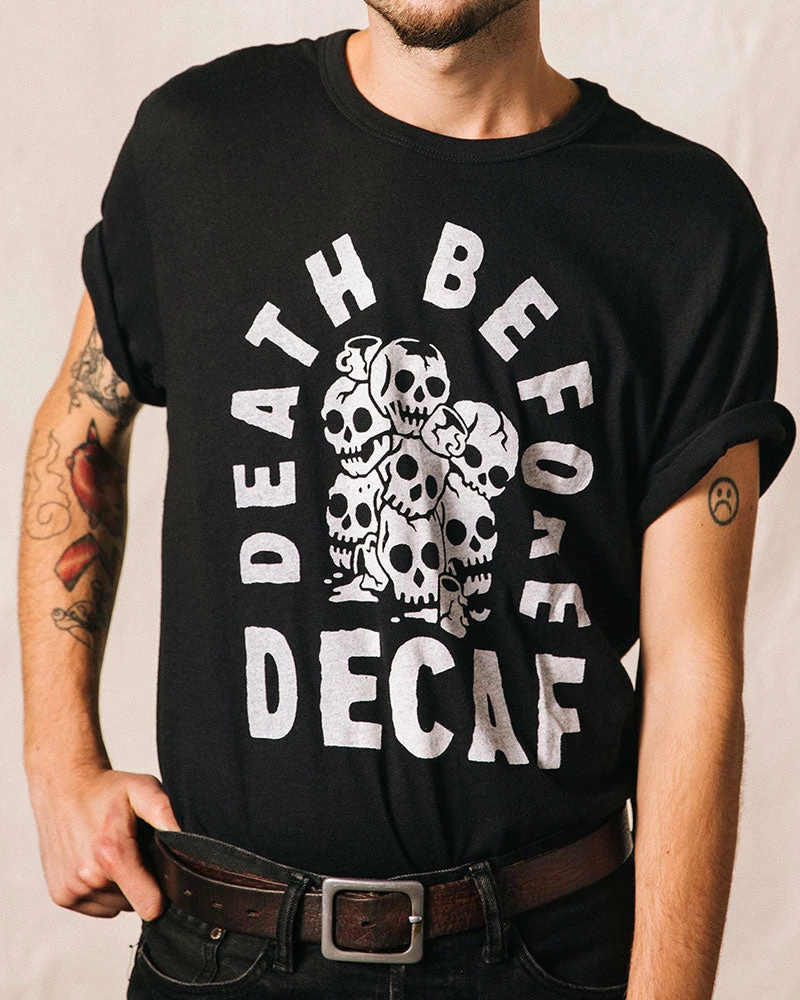 Pyknic Death Before Decaf Coffee Unisex Tee 4 Pyknic Death Before Decaf Coffee Unisex Tee