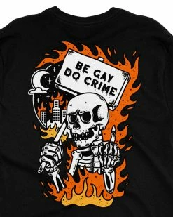Awarewolf Apparel Graphic Tees + Long Sleeves Be Gay, Do Crime Skeleton Unisex Tee