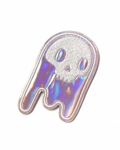 Brandy Bingham Holographic Ghost Skull Patch Embroidered Patches