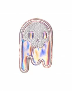Brandy Bingham Holographic Ghost Skull Patch Embroidered Patches