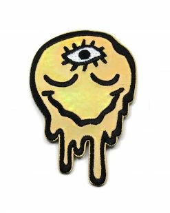Wokeface Drippy Third Eye Smiley Face Holographic Patch